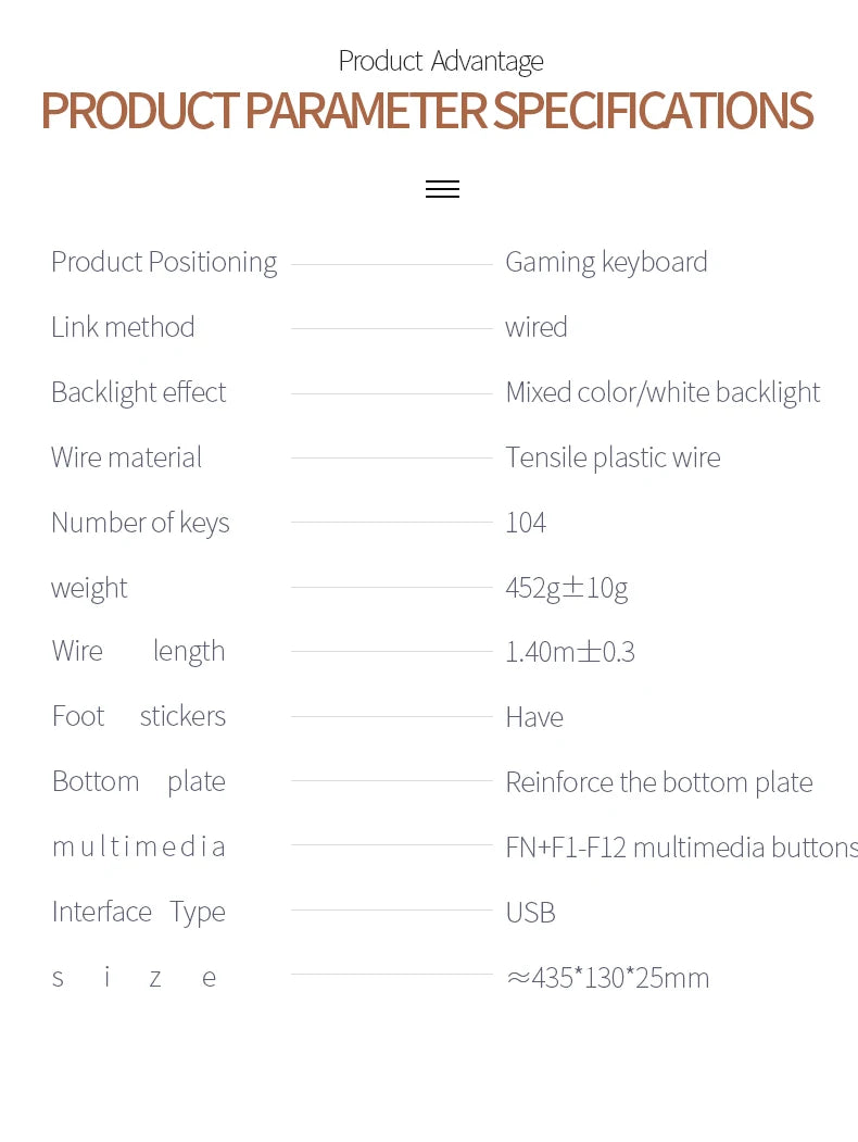 Gaming Keyboard Wired Keyboard Color Matching Backlit